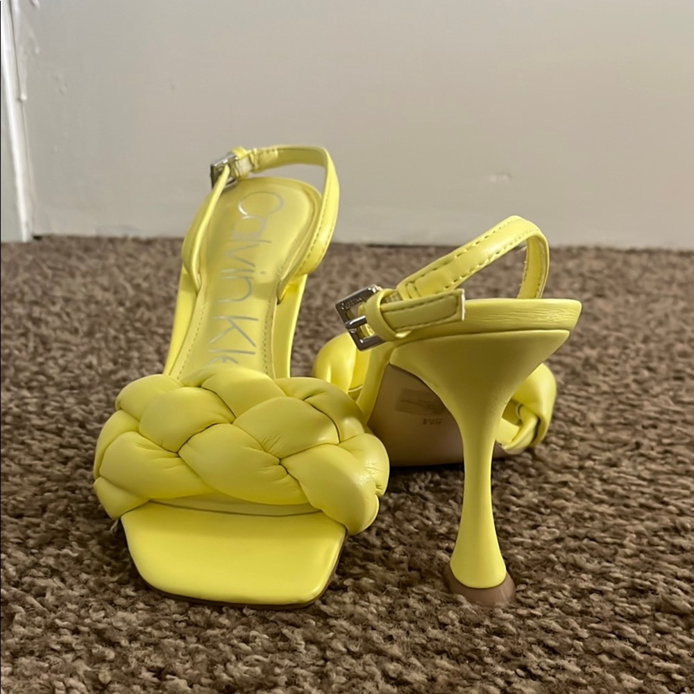 Calvin Klein Braided Yellow Heels - Picture 10 of 10